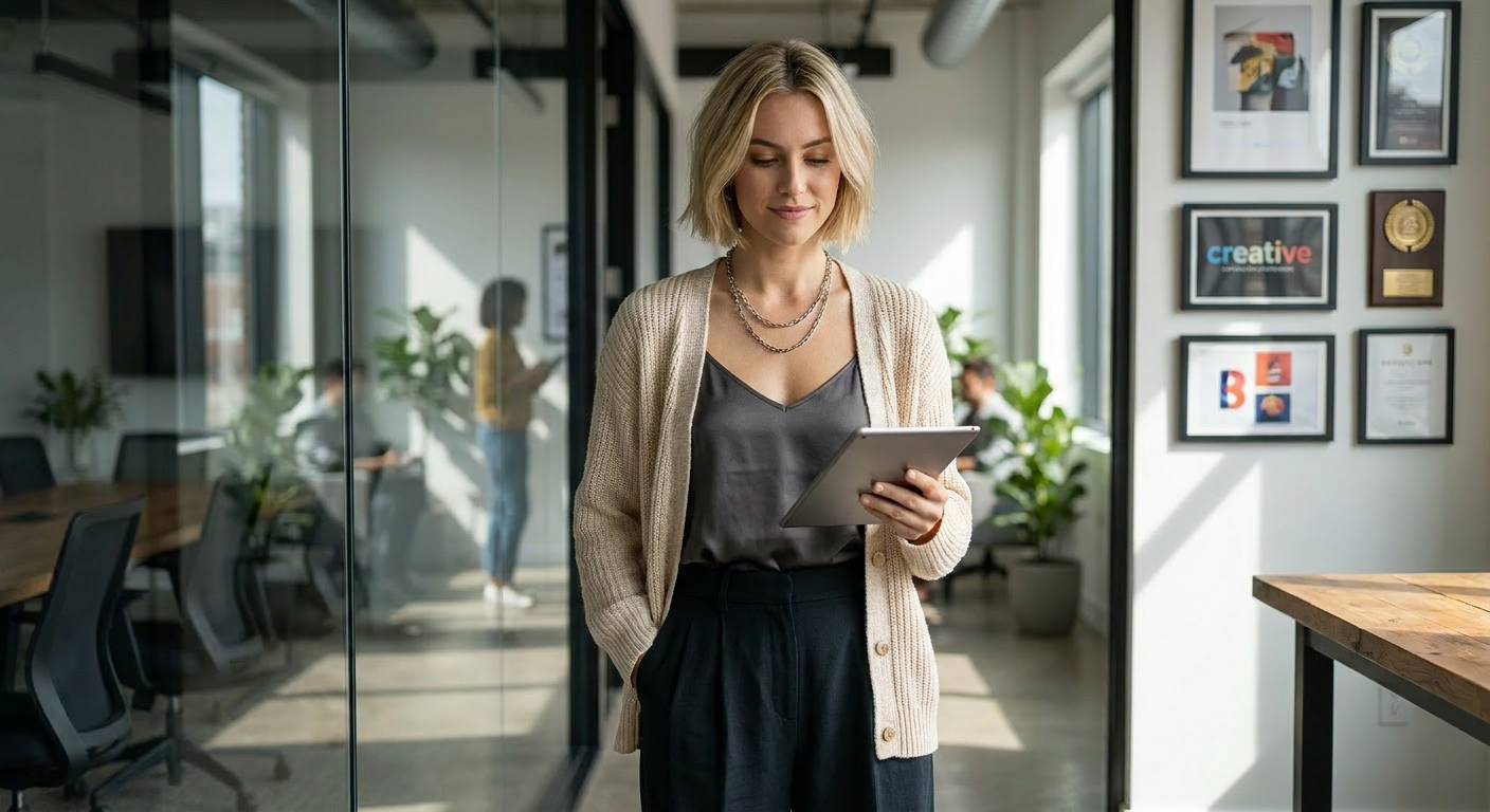Chloe reviewing dashboards